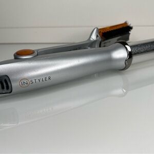InStyler IS1001 Rotating Hair Straightener Brush 1.25” Silver TESTED WORKING